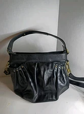 Hobo International Black Leather Slouchy Studded Bucket Crossbody Shoulder Bag