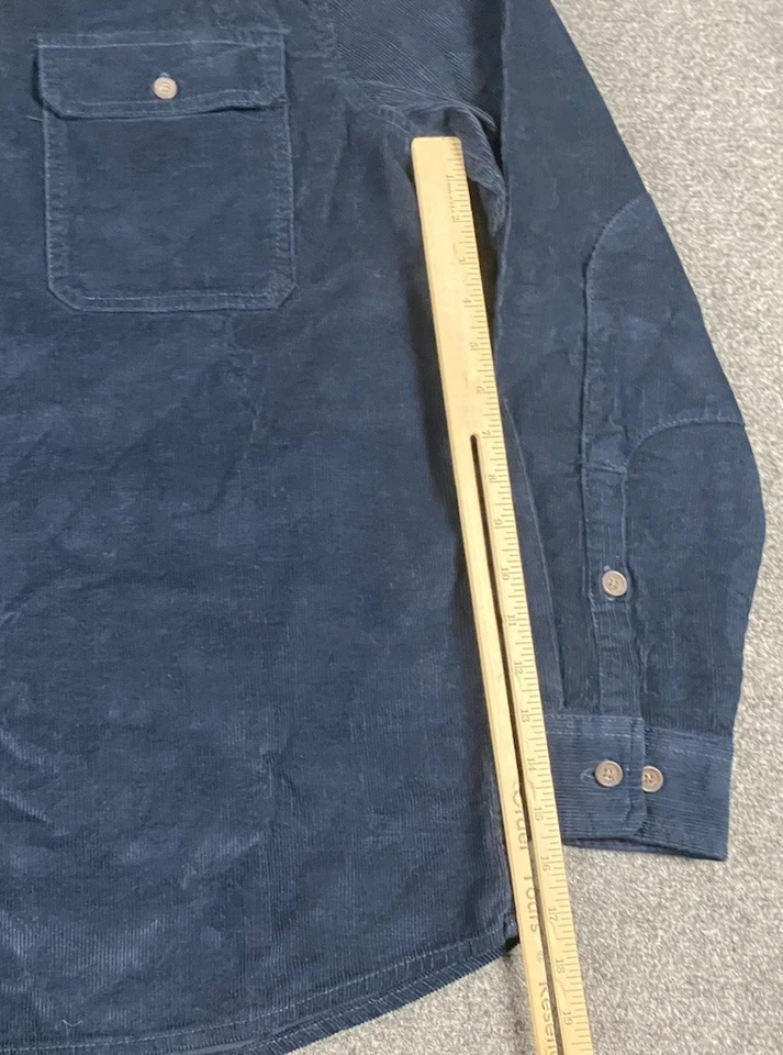 Line Of Trade Shirt Mens Medium Blue Corduroy Chore Pockets Workwear Long Sleeve - Image 3 of 4