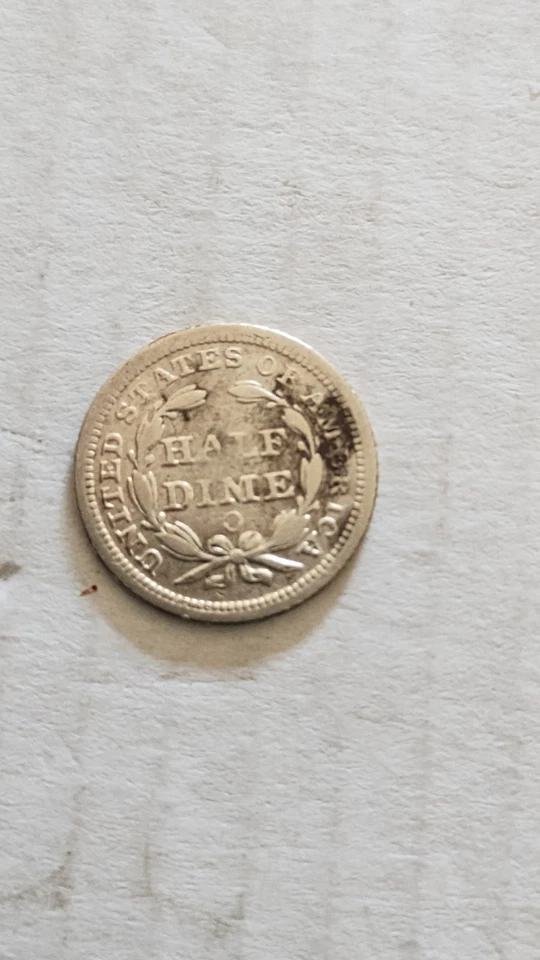 Medio centavo libertad sentada 1859-O, buen estado, pero tú eres el juez.      218 Foto 2 de 2