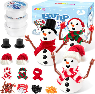Christmas Build a Snowman Craft Kit, 3 Pack Modeling Clay DIY Make a Snowman Kit