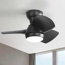 23in Ceiling Fan with Light in Matte Black and Remote Quiet Reversible DC Motor