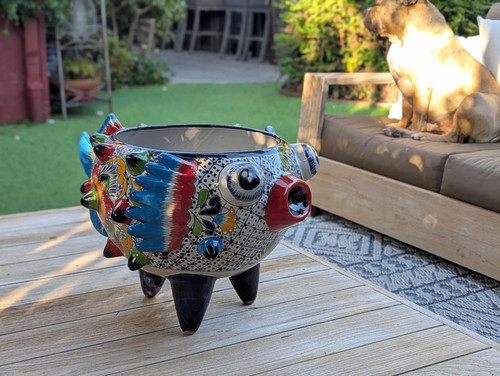 Blowfish Planter is Hand Painted Ceramic Talavera Mexican Pottery - Bild 6 von 9