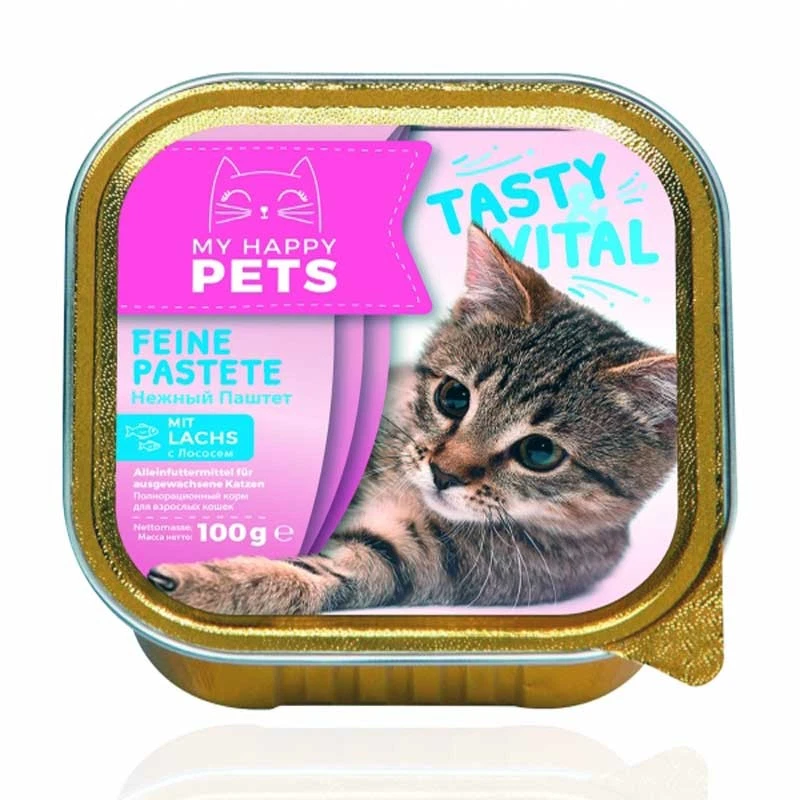 MY HAPPY PETS Katzenfutter feine Pastete & Häppchen in Soße 4 Sorten 64 x 100g - Bild 4 von 4