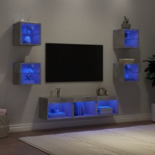 Wohnwand mit LED Wohnzimmer Set TV Schrank Möbel 7-tlg. Holzwerkstoff vidaXL