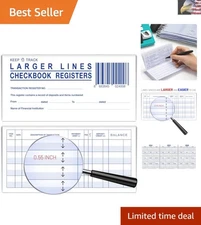 10 Easy Read Check Registers for Personal Finance - Low Vision Design 2024-2026