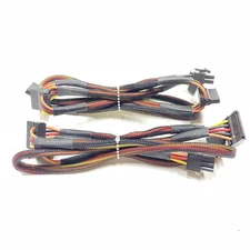 2 QTY NEW 6-Pin PS to 4x SATA Connectors SATA Power Cable 40” Braided