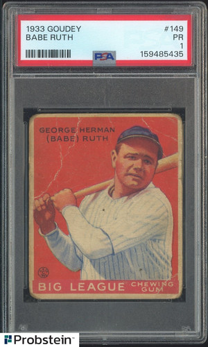 1933 Goudey #149 Babe Ruth New York Yankees HOF PSA 1