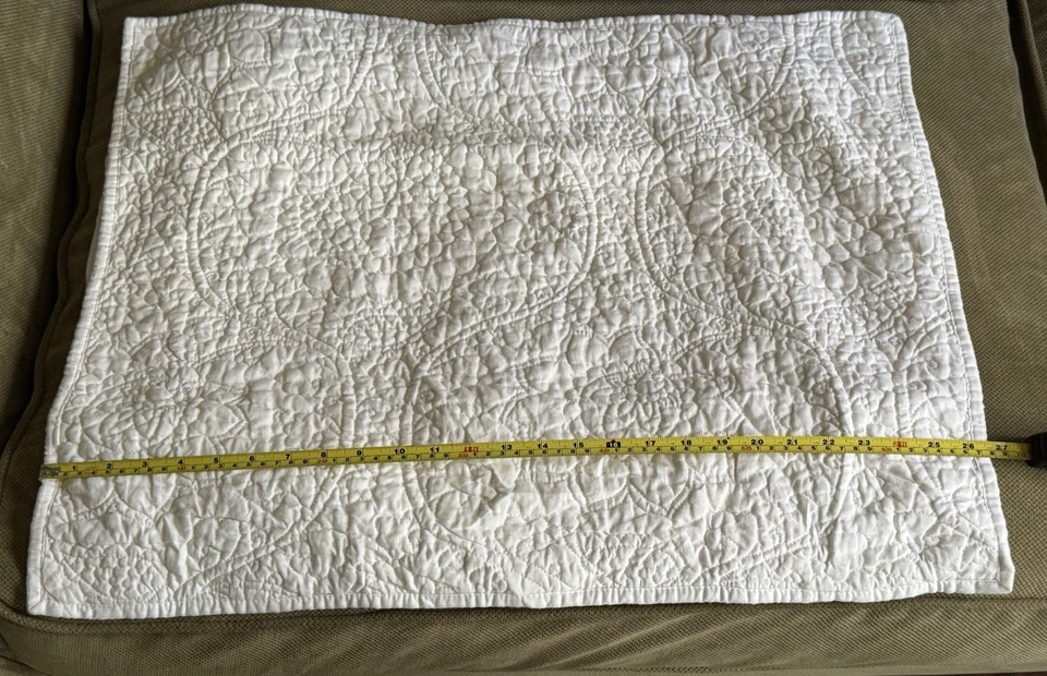 Edredón Pottery Barn Belga Lino Puntada Floral Marfil Falso, Clásico Estándar Foto 4 de 4