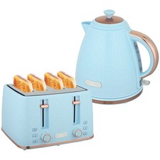 HOMCOM Toaster and Kettle Set with Defrost Reheat and Crumb Tray, 1.7 L