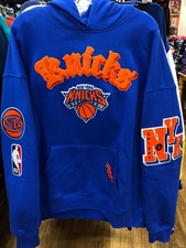 NEW YORK KNICKS NBA MENS HOODY PRO STANDARD BRAND ROYAL BLUE/ORANGE