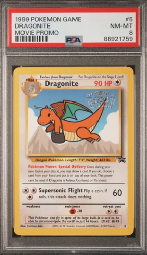 1999 POKEMON GAME MOVIE 5 DRAGONITE MOVIE PROMO  NEAR MINT-MINT 8