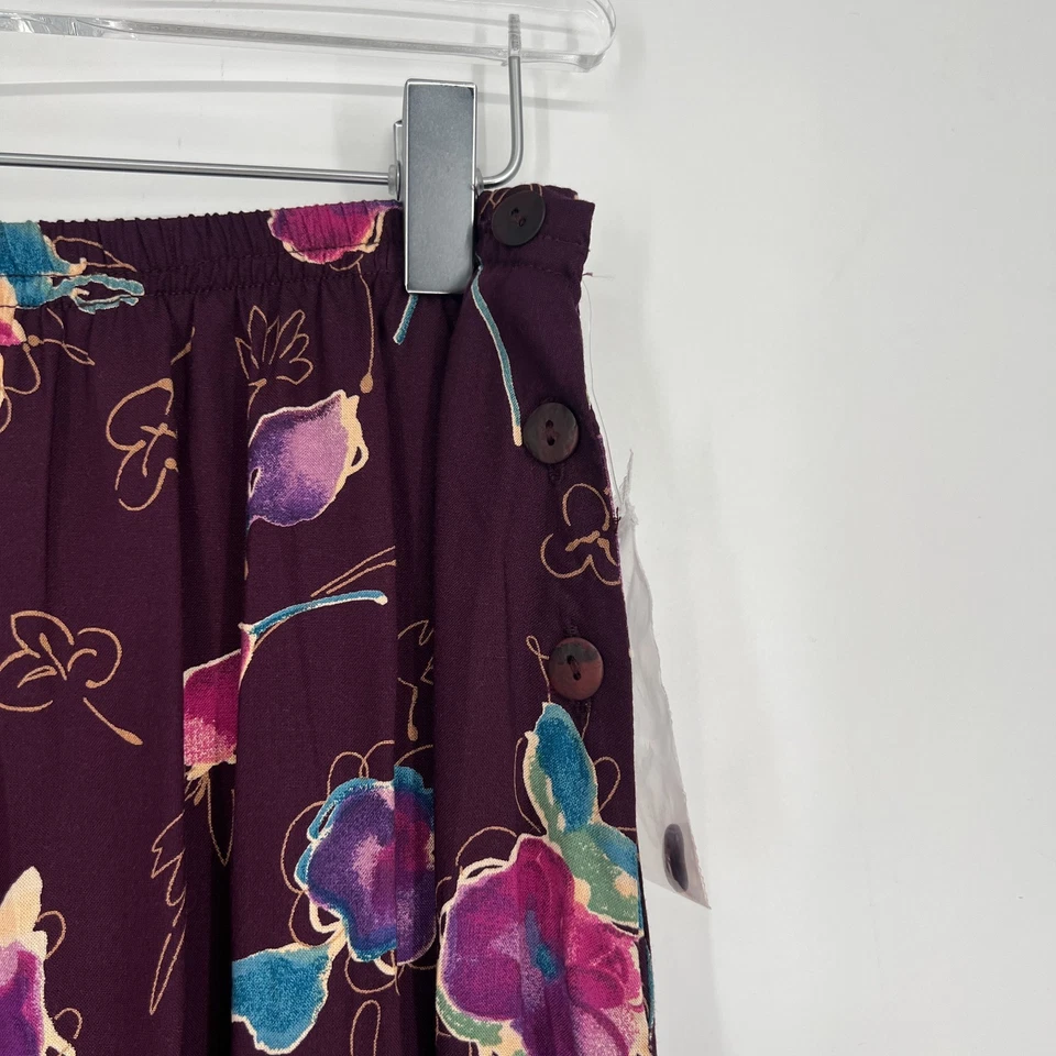 Saia Liz Baker Feminina Antiga L Roxa Floral Boho Camponesa Capricho Fada da Floresta - Imagem 3 de 4