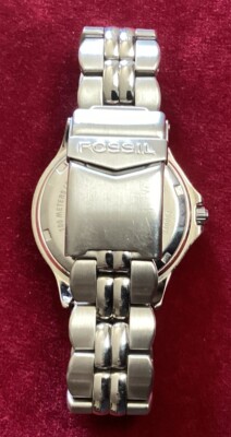 Fossil Am-3175 Blue Dial Stainless Steel 330ft Mid Size Men