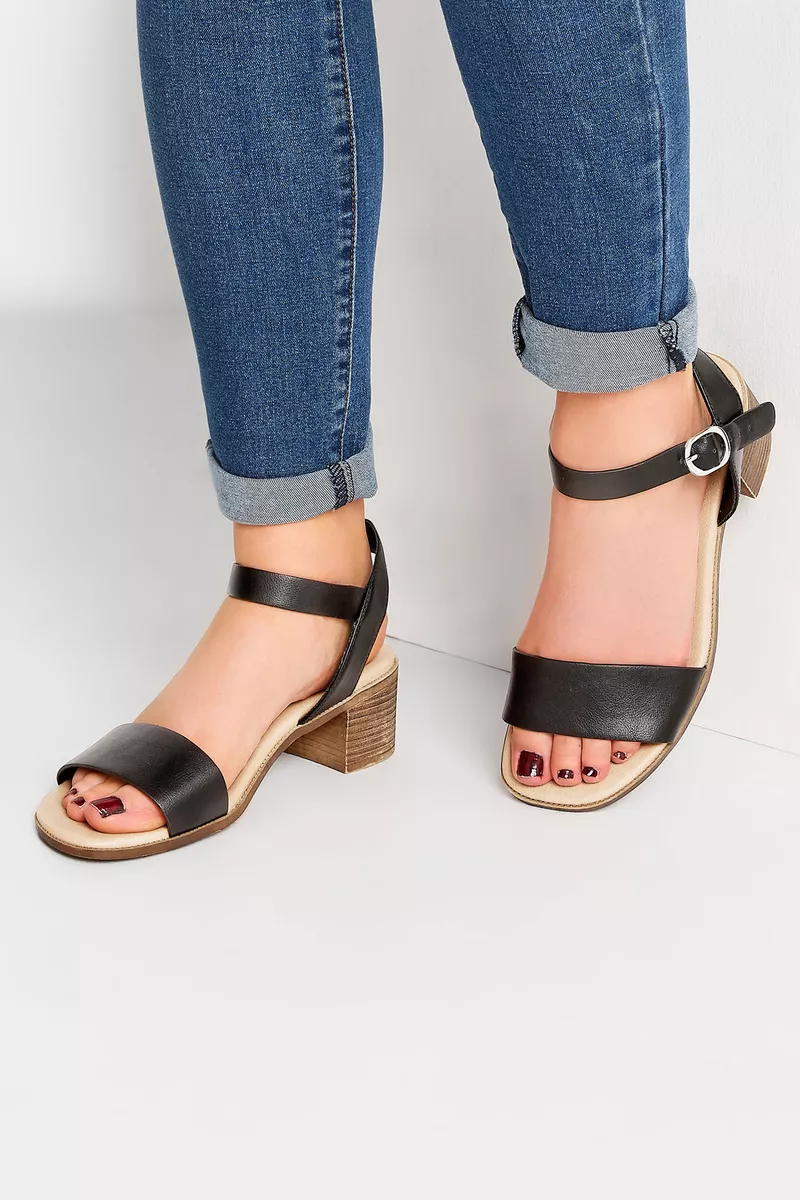 Brown Strappy Low Heel Sandals In Extra Wide EEE Fit eBay