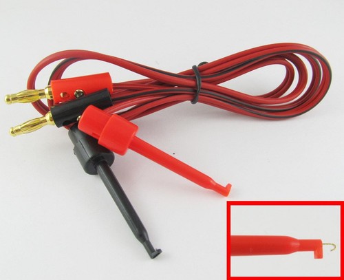 1set Banana 4mm Gold Plated Connector Large Hook Clamp Cable Test Probes 1M - Picture 2 of 4