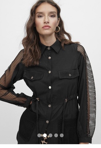 lola casademunt black Long jacket/dress/ Beach Kaftan Combo fabric net detail - Picture 3 of 5