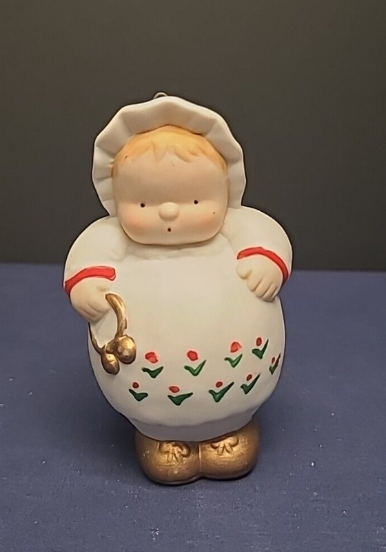 Sylvestri Baby Christmas Ornament Vintage Porcelain 3 1/2" Roly Poly