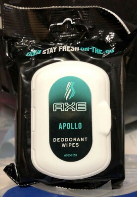 Axe Mens Deodorant Wipes Apollo Scent Stay Fresh On The Go Anywhere 25ct