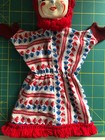 Clown Doll Hand Puppet Vintage Molded Face Blue Red Outfit — photo 4