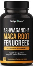 Ashwagandha Maca Root Fenugreek Extract Capsules Supplement for Men  Women -...