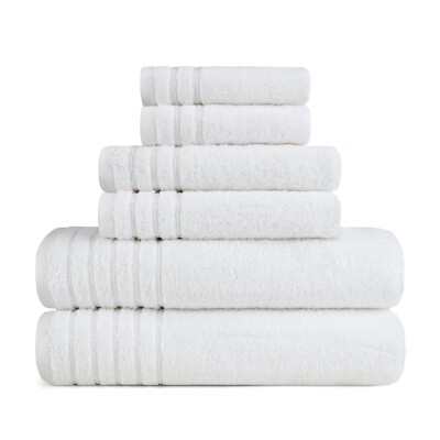 BW Luxe Home - 100% Soft Turkish Cotton 6 Piece Towel Set 2 Bath, 2 Hand, 2 Wash
