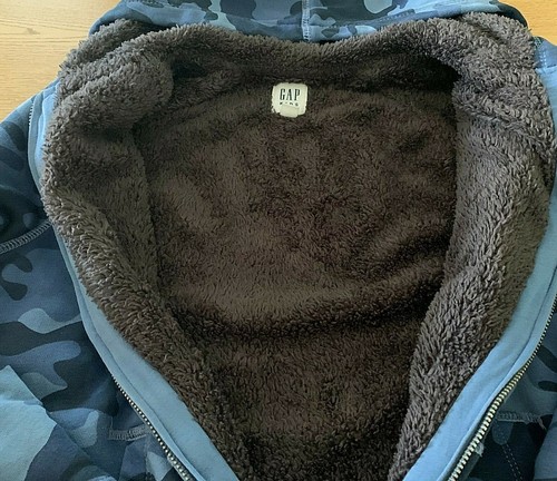 GAP KIDS Blue Camouflage Fleece Lined Zip-Up Hooded Sweatshirt Boys Size Medium - Picture 3 of 6