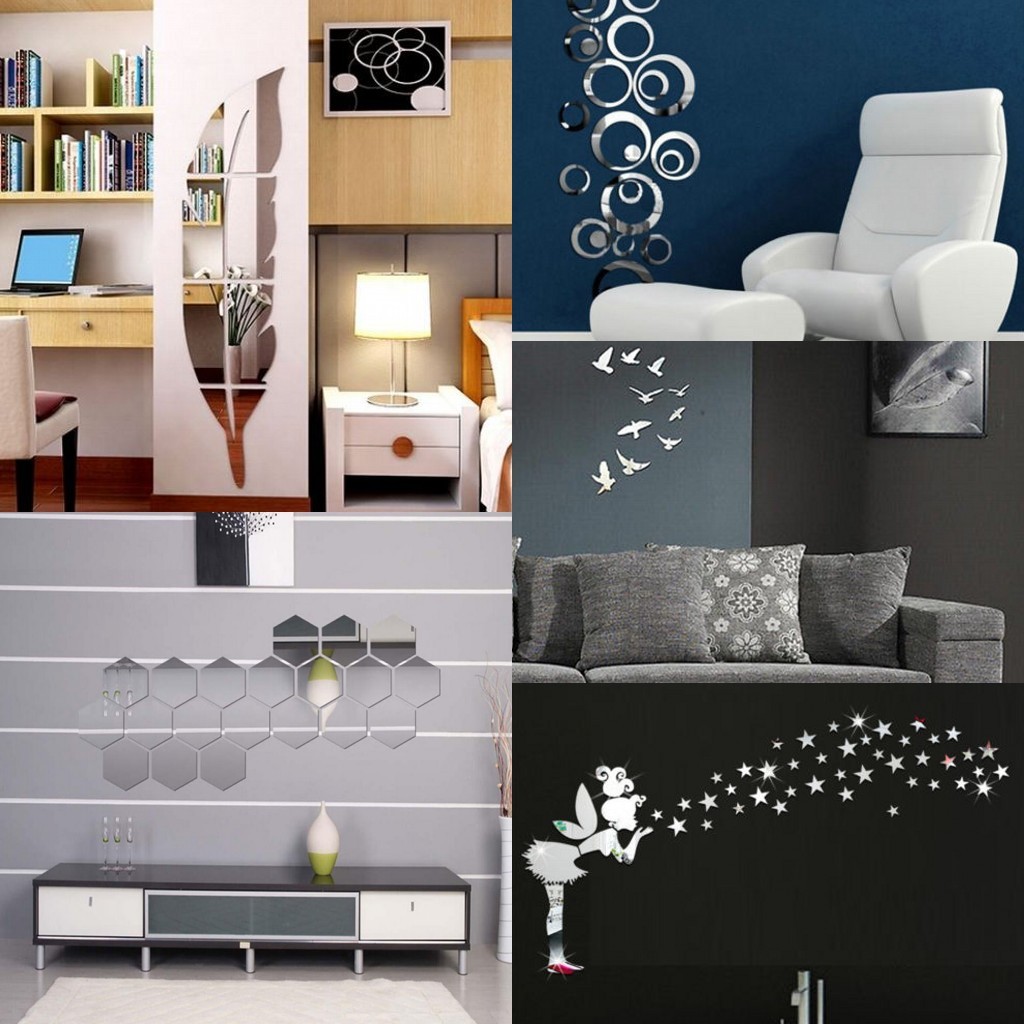 Removable Mirror Decal Art Mural Wall Stickers Home Decor DIY Room