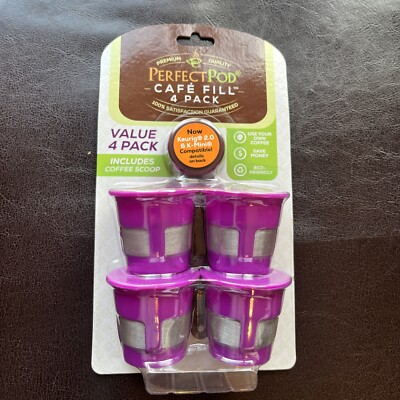 Perfect Pod Cafe Save  4Pk Refillable K-Cup Kcup Coffee Pods for Keurig