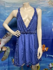 NWT Chio Di Stefania D Blue Mini Frill Dress- LARGE