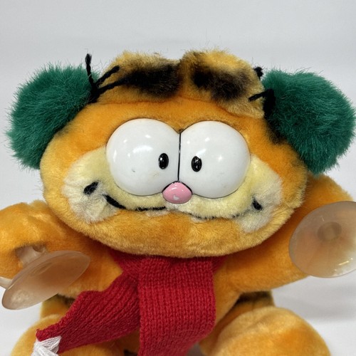 Peluche vintage anni 80 Garfield Hang On Happy Holidays finestra di Natale Dakin nuovo con etichetta - Foto 9 di 10