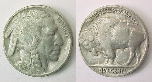 1934 P Buffalo Nickel Very Good - Good VG - G