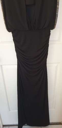 Gorgeous Black Evening Cocktail Formal Beaded Rouched Gown Size 8 REDUCED - Picture 9 of 12