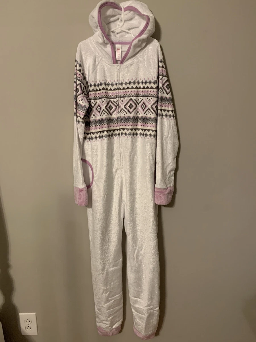 NEW Justice Sleepover Shop One Piece Fair Isle Pajamas w Shimmer Size 12 154