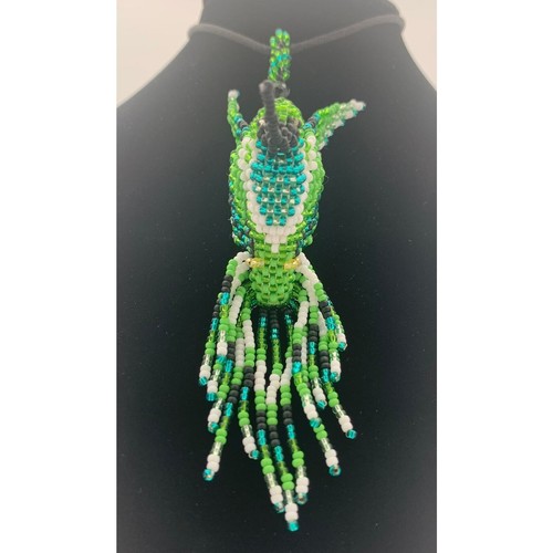 Hummingbird Bead Necklace Green Blue Shane Andrews Native American Oglala Lakota - Picture 2 of 8