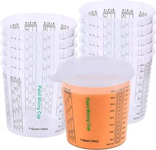 Paint Mixing Cups, Pack of 12 Cups with 3 Lids, 44-Fl Oz, Solvent Resistant, Reu