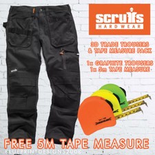 Scruffs 3D TRADE GRAPHITE Cargo /Combat Scruffs Work Trousers FREE 5m TAPE OFFER