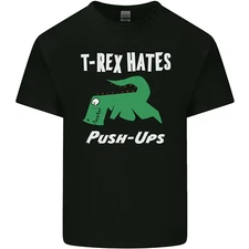 T-Rex Hates Push Ups Gym Funny Dinosaurs Mens Cotton T-Shirt Tee Top
