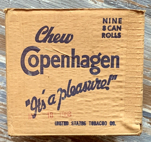 Vintage Copenhagen Snuff Chew Tobacco can original cardboard shipping ...