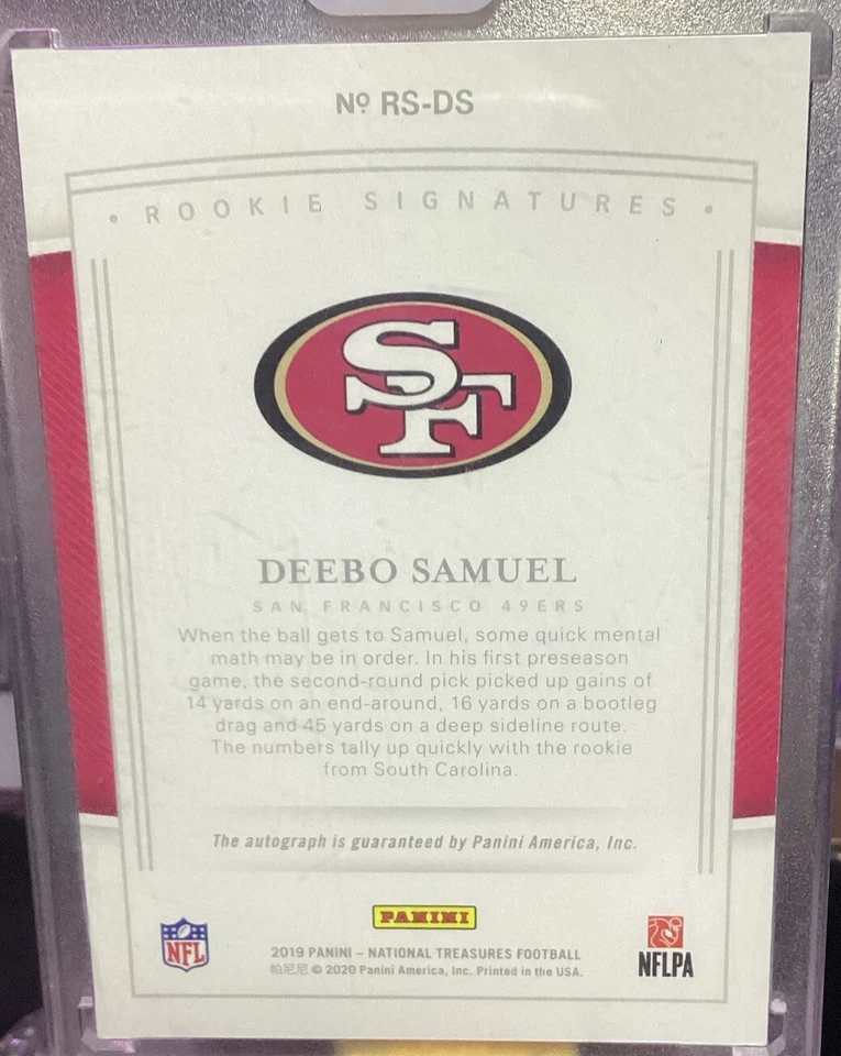 2019 Panini National Treasures Rookie Signature Deebo Samuel Auto 82/99 49ers - Image 2 of 4