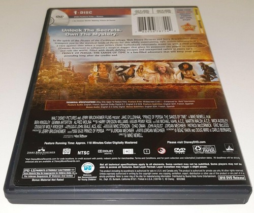 Prince of Persia The Sands of Time DVD Gyllenhaal Kingsley Arterton Ex-Rental - Imagen 2 de 4
