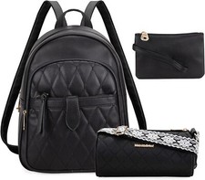 Montana West 3Pcs Anti Theft Backpack Purse for Women Small 3pcs Black