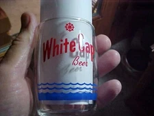 Vintage White Cap Beer Barrel  Glass Two Rivers Wis Wi 3 inch Tall