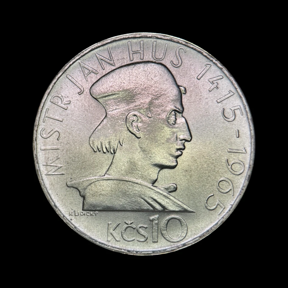 CZECHOSLOVAKIA. 1965, 10 Korun, Silver - Jan Hus - Image 3 of 4