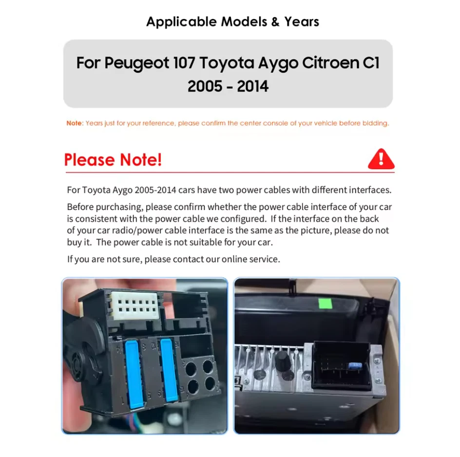 Autoradio Peugeot 107-Toyota Aygo-Citroen C1 2005-2014 Wireless CarPlay Android - Immagine 3 di 4