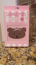 GIRLS BABY LOVESPUN TIGHTS 0-6-12 PINK BEAR WITH BOW NEW
