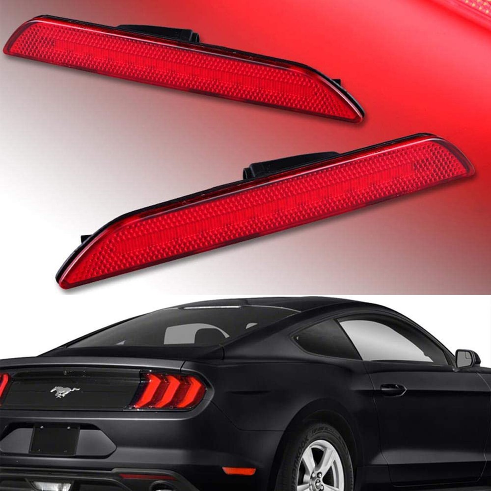 2x Red Lens Reflector Rear Bumper LED Side Marker Light For 2015-2020 Ford Mustang