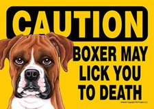Boxer Caution May Lick zu Ihrer Tod Hund Zeichen Magnet Haken & Loop Fastener