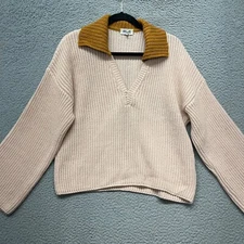 Baum Und Pferdgarten Sweater Womens M Beige Peach Wool Collared Knit Pullover