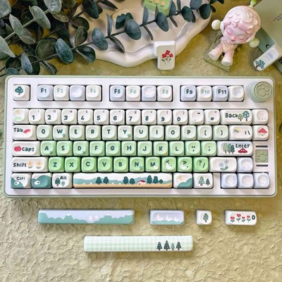 Forest Birds PBT MOA Profile Full Set Keycaps & Keyboard For Cherry MX keyboard