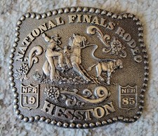 Vintage Hesston National Rodeo Finals Belt Buckle 1985